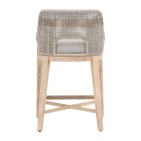 Tapestry Counter Stool in Taupe & White Flat Rope, Taupe Stripe, Performance Pumice, Natural Gray Mahogany from Essentials For Living - Luna Furniture