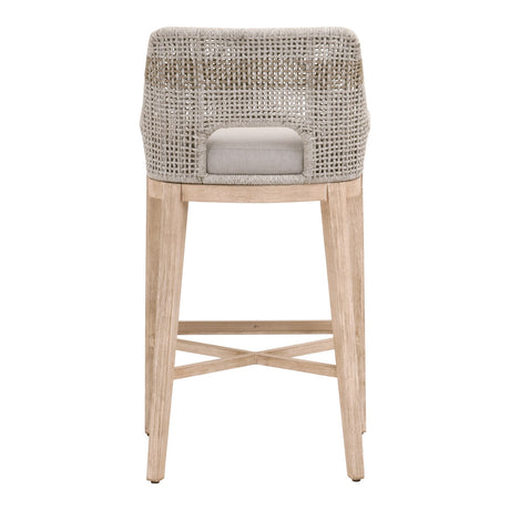 Tapestry Barstool in Taupe & White Flat Rope, Taupe Stripe, Performance Pumice, Natural Gray Mahogany from Essentials For Living - Luna Furniture