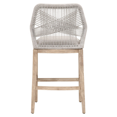 Loom Barstool in Taupe & White Flat Rope, Performance Pumice, Natural Gray Mahogany from Essentials For Living - Luna Furniture