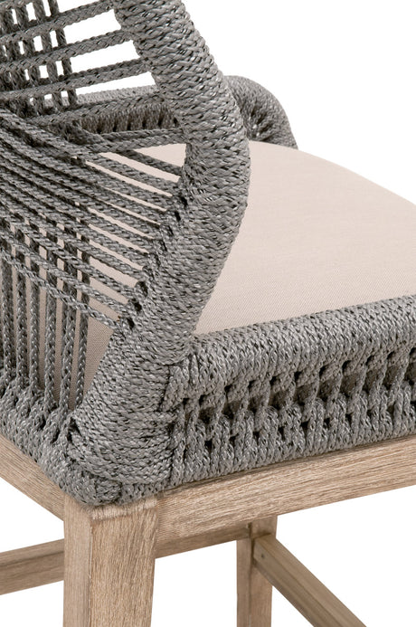Loom Counter Stool in Platinum Rope, Light Gray, Natural Gray Mahogany from Essentials For Living - Luna Furniture