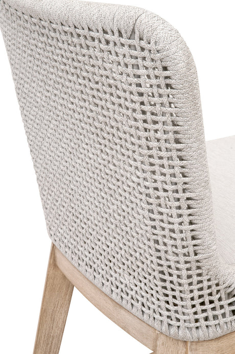 Mesh Counter Stool in White Speckle Flat Rope, Performance White Speckle, Natural Gray Mahogany from Essentials For Living - Luna Furniture