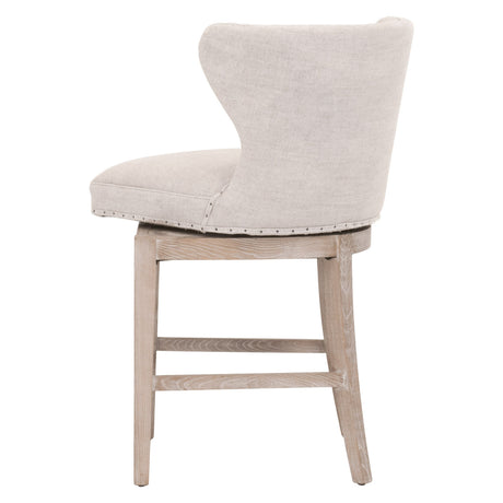 Milton Swivel Counter Stool in Performance Bisque French Linen, Natural Gray Ash from Essentials For Living - Luna Furniture