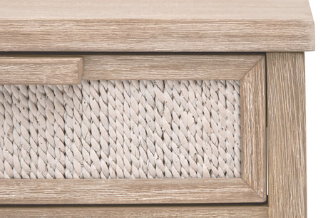 Malay 1-Drawer Nightstand in White Wash Abaca Rope, Natural Gray Mahogany from Essentials For Living - Luna Furniture