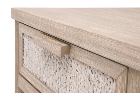 Malay 1-Drawer Nightstand in White Wash Abaca Rope, Natural Gray Mahogany from Essentials For Living - Luna Furniture