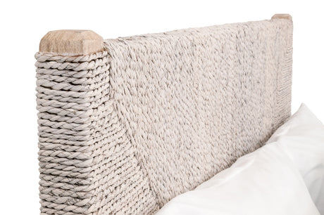 Malay Standard King Bed in White Wash Abaca Rope, Natural Gray Mahogany from Essentials For Living - Luna Furniture
