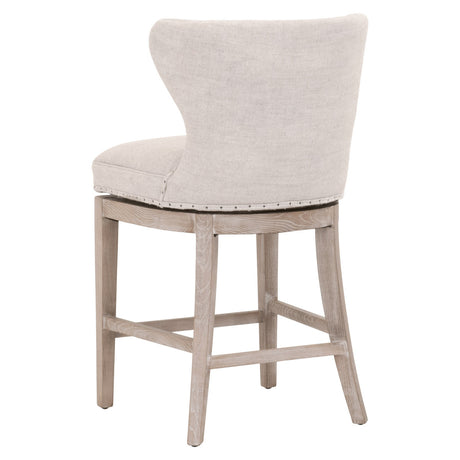 Milton Swivel Counter Stool in Performance Bisque French Linen, Natural Gray Ash from Essentials For Living - Luna Furniture