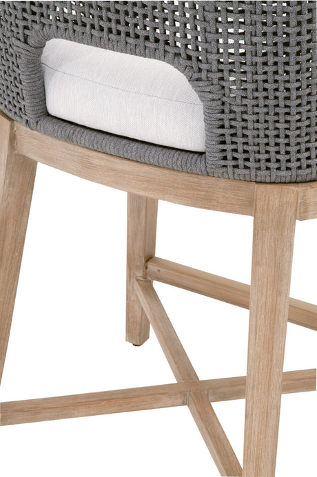 Tapestry Counter Stool in Dove Flat Rope, White Speckle Stripe, Performance White Speckle, Natural Gray Mahogany from Essentials For Living - Luna Furniture