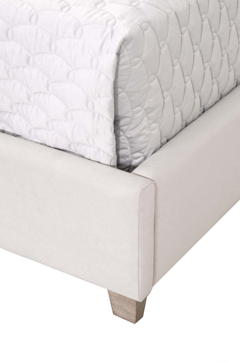 Chandler Standard King Bed in Cream Velvet, Natural Gray Oak from Essentials For Living - Luna Furniture