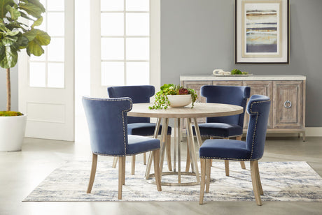Celina Dining Chair in Denim Velvet, Natural Gray Oak from Essentials For Living - Luna Furniture