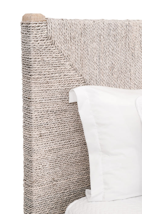 Malay Standard King Bed in White Wash Abaca Rope, Natural Gray Mahogany from Essentials For Living - Luna Furniture