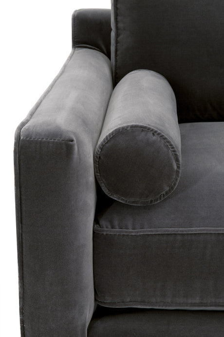 Parker Post Modern Sofa Chair in Dark Dove Velvet, Natural Gray Oak from Essentials For Living - Luna Furniture