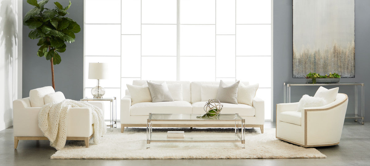 Vienna Track Arm Sofa Chair in Livesmart Peyton-Pearl, Natural Gray Oak from Essentials For Living - Luna Furniture