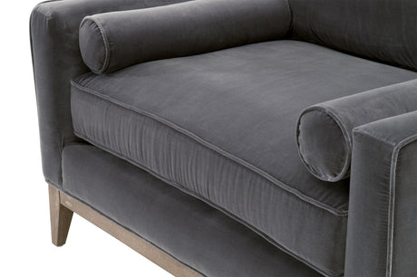 Parker Post Modern Sofa Chair in Dark Dove Velvet, Natural Gray Oak from Essentials For Living - Luna Furniture