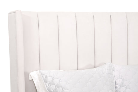 Chandler Standard King Bed in Cream Velvet, Natural Gray Oak from Essentials For Living - Luna Furniture