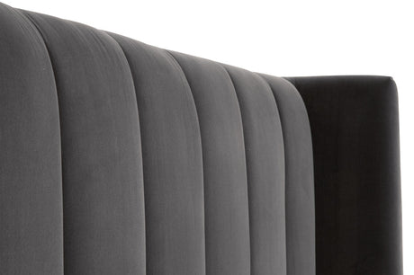 Chandler Standard King Bed in Dark Dove Velvet, Natural Gray Oak from Essentials For Living - Luna Furniture