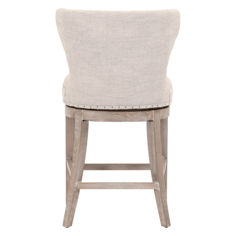 Milton Swivel Counter Stool in Performance Bisque French Linen, Natural Gray Ash from Essentials For Living - Luna Furniture