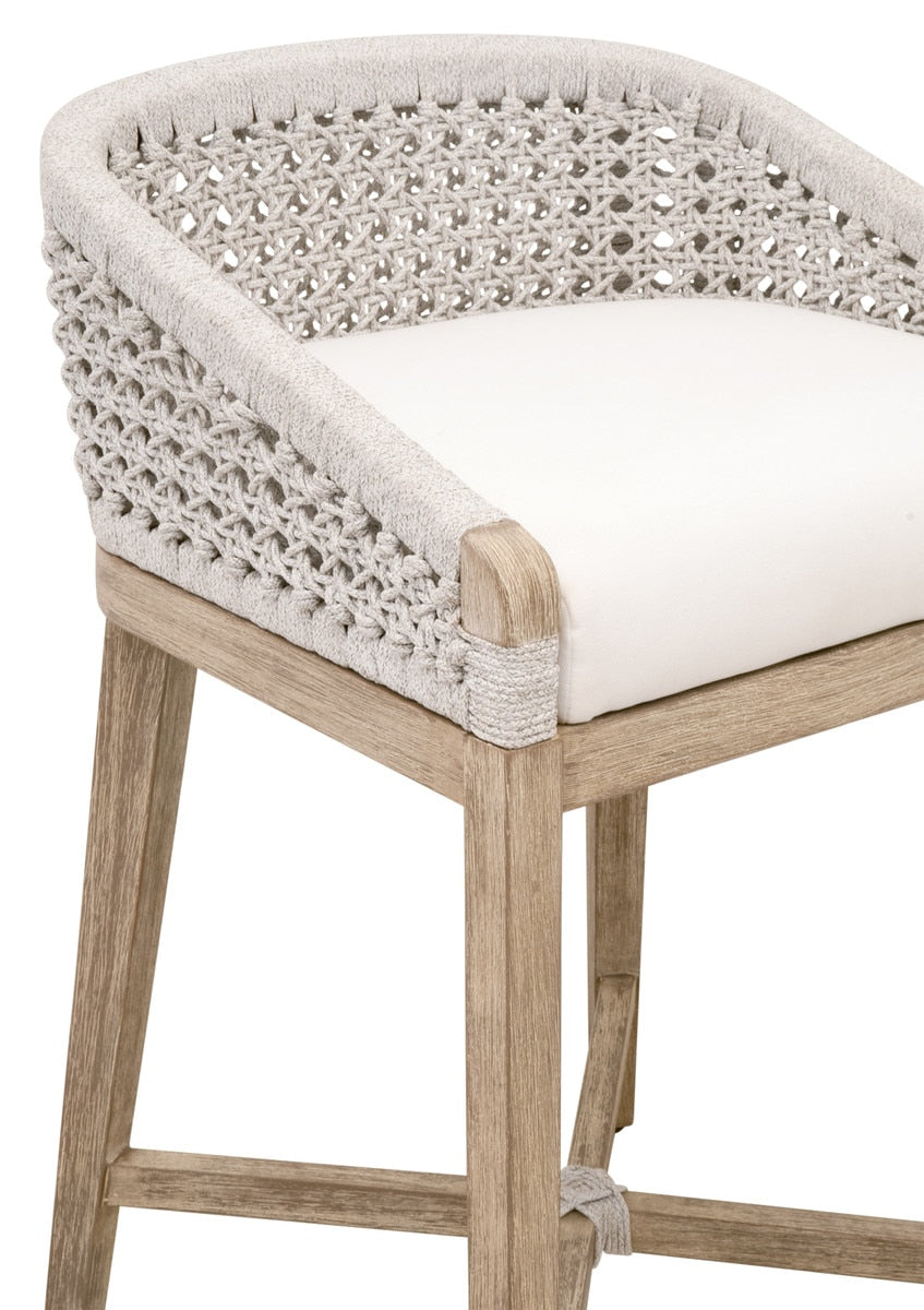 Montecito Counter Stool in White Speckle Round Rope, Livesmart Peyton-Pearl, Natural Gray Mahogany from Essentials For Living - Luna Furniture