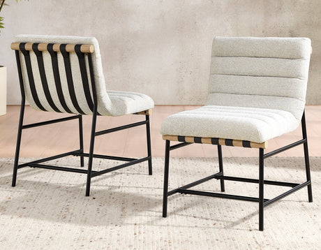 Nicco 20″ Side Chair, Eggshell Polyester Fabric from Steve Silver - Luna Furniture