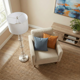 Nimbus Brushed Nickel Floor Lamp with 3-Way Rotary Switch Clear Glass Body Metal Base from Ashcroft Furniture - Luna Furniture