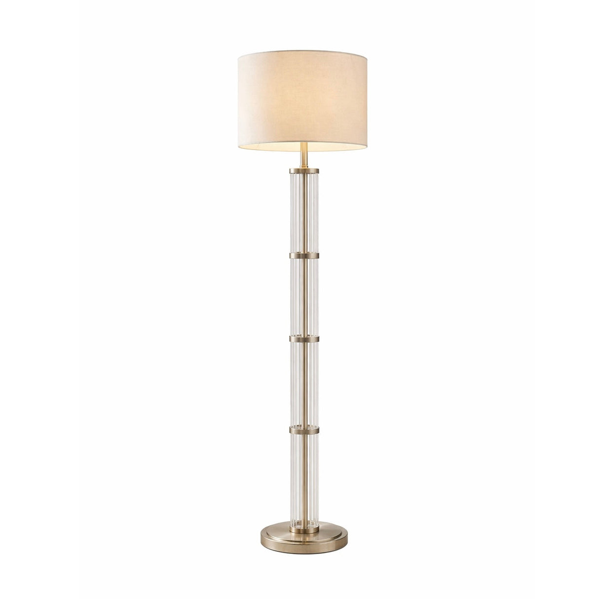 Nimbus Brushed Nickel Floor Lamp with 3-Way Rotary Switch Clear Glass Body Metal Base from Ashcroft Furniture - Luna Furniture