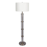 Nimbus Brushed Nickel Floor Lamp with 3-Way Rotary Switch Clear Glass Body Metal Base from Ashcroft Furniture - Luna Furniture