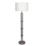 Nimbus Brushed Nickel Floor Lamp with 3-Way Rotary Switch Clear Glass Body Metal Base from Midinmod - Luna Furniture