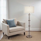 Nimbus Brushed Nickel Floor Lamp with 3-Way Rotary Switch Clear Glass Body Metal Base from Midinmod - Luna Furniture