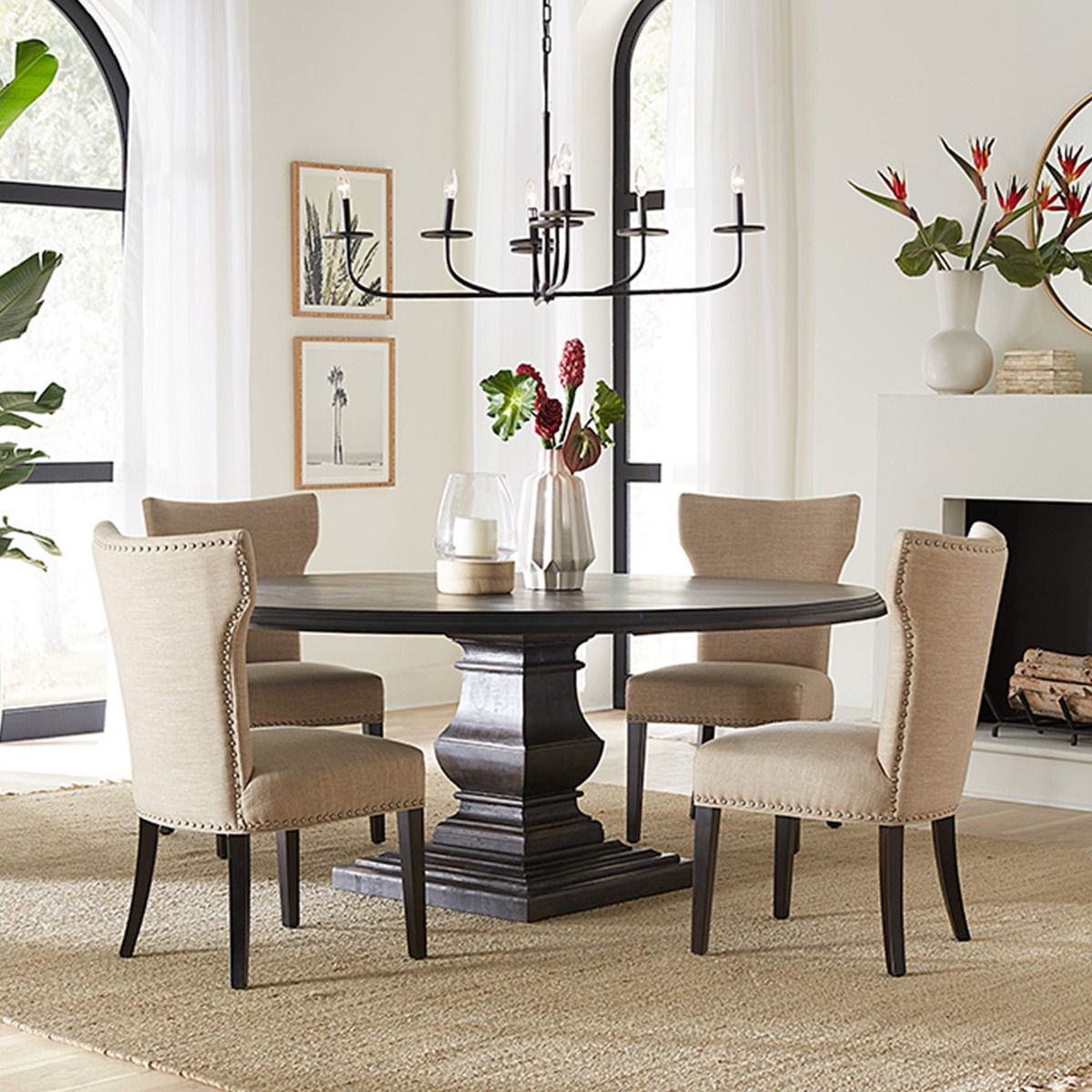 Nimes 60" Round Dining Table in Vintage Brown from Home Trends & Design - Luna Furniture