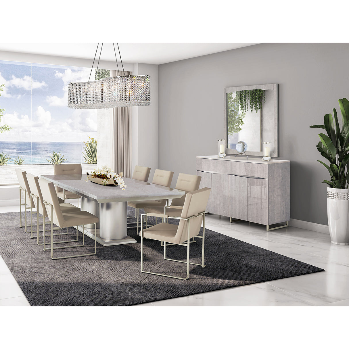 Marin Greige Rectangular Double Pedestal Table from Michael Amini - Luna Furniture