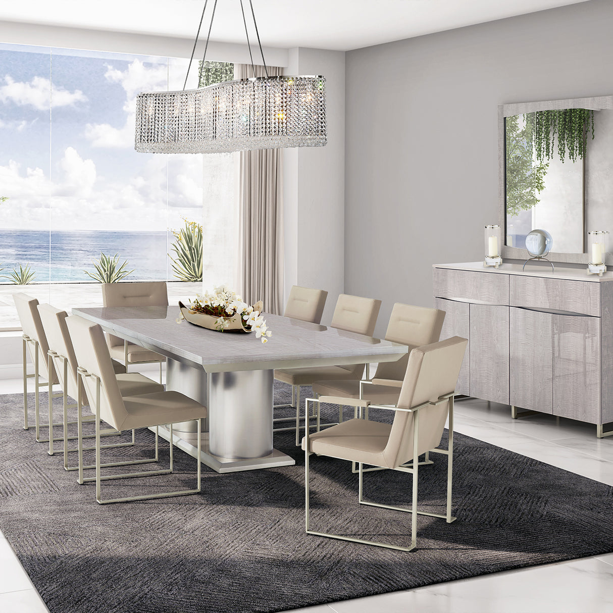 Marin Greige Dining Side Chair from Michael Amini - Luna Furniture