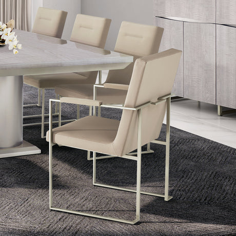 Marin Greige Dining Arm Chair from Michael Amini - Luna Furniture