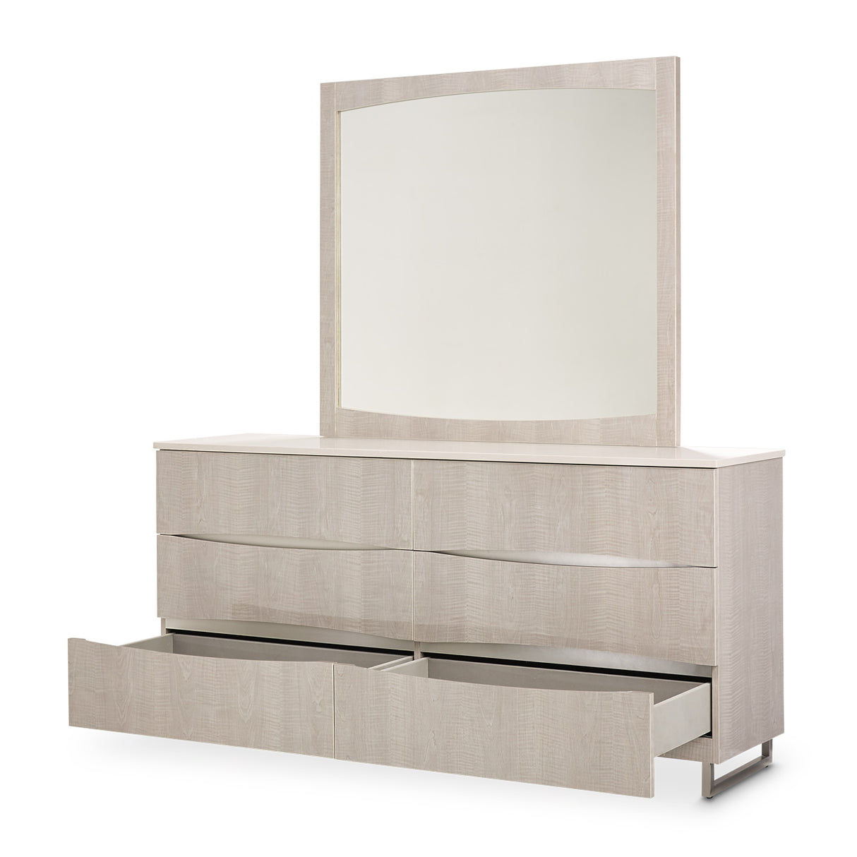 Marin Greige Dresser With Mirror from Michael Amini - Luna Furniture