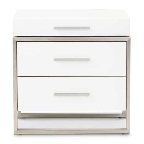 Marquee Cloud White 3-drawer Nightstand from Michael Amini - Luna Furniture