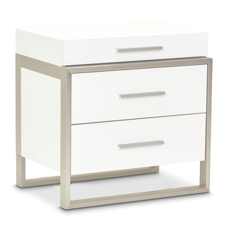 Marquee Cloud White 3-drawer Nightstand from Michael Amini - Luna Furniture