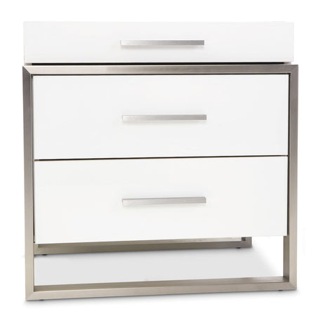 Marquee Cloud White 3-drawer Nightstand from Michael Amini - Luna Furniture