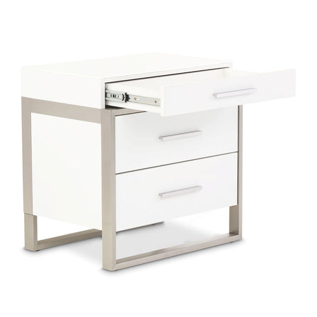 Marquee Cloud White 3-drawer Nightstand from Michael Amini - Luna Furniture