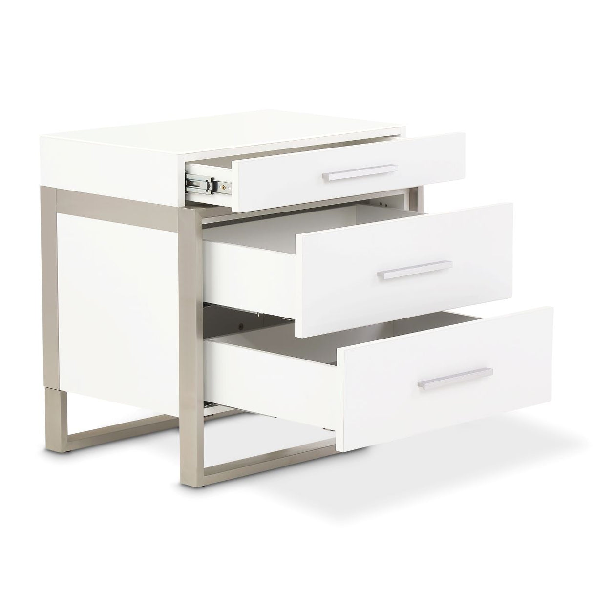 Marquee Cloud White 3-drawer Nightstand from Michael Amini - Luna Furniture