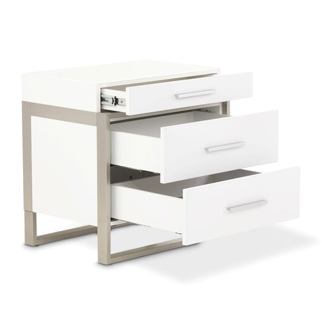 Marquee Cloud White 3-drawer Nightstand from Michael Amini - Luna Furniture