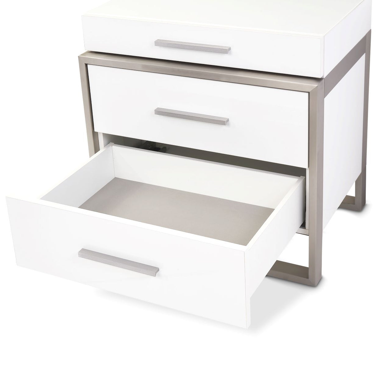 Marquee Cloud White 3-drawer Nightstand from Michael Amini - Luna Furniture