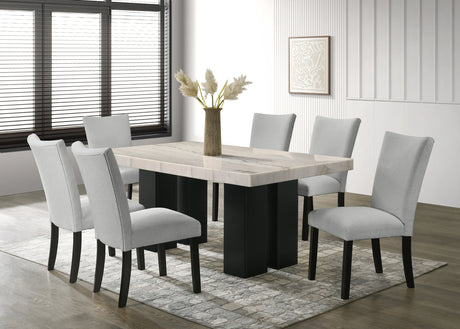 Nola Gray/Black 7-Piece Genuine Marble Top Dining Set from Happy Homes - Luna Furniture