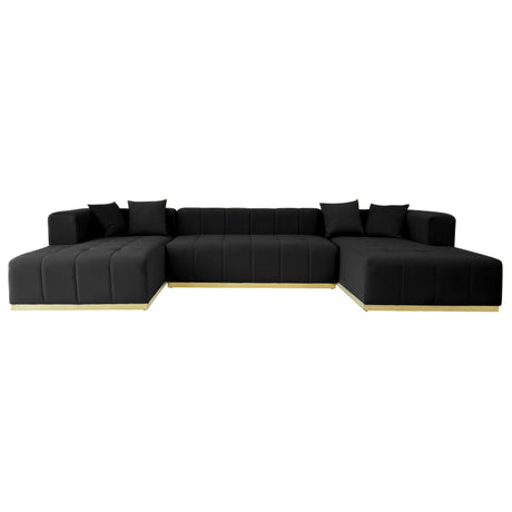 Olivia Black Velvet U-Shape Corner Sofa from Ashcroft Furniture - Luna Furniture
