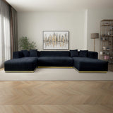 Olivia Black Velvet U-Shape Corner Sofa from Ashcroft Furniture - Luna Furniture