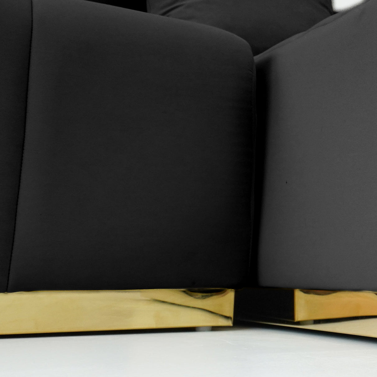 Olivia Black Velvet U-Shape Corner Sofa from Ashcroft Furniture - Luna Furniture