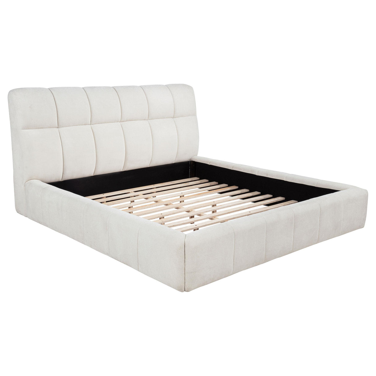 Nollet Cream 48-inch Upholstered Eastern King Platform Bed from Coaster - Luna Furniture
