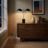 Nova Hydro Black Table Lamp with On/Off Switch Double Lamp with Faux Marble Base from Ashcroft Furniture - Luna Furniture
