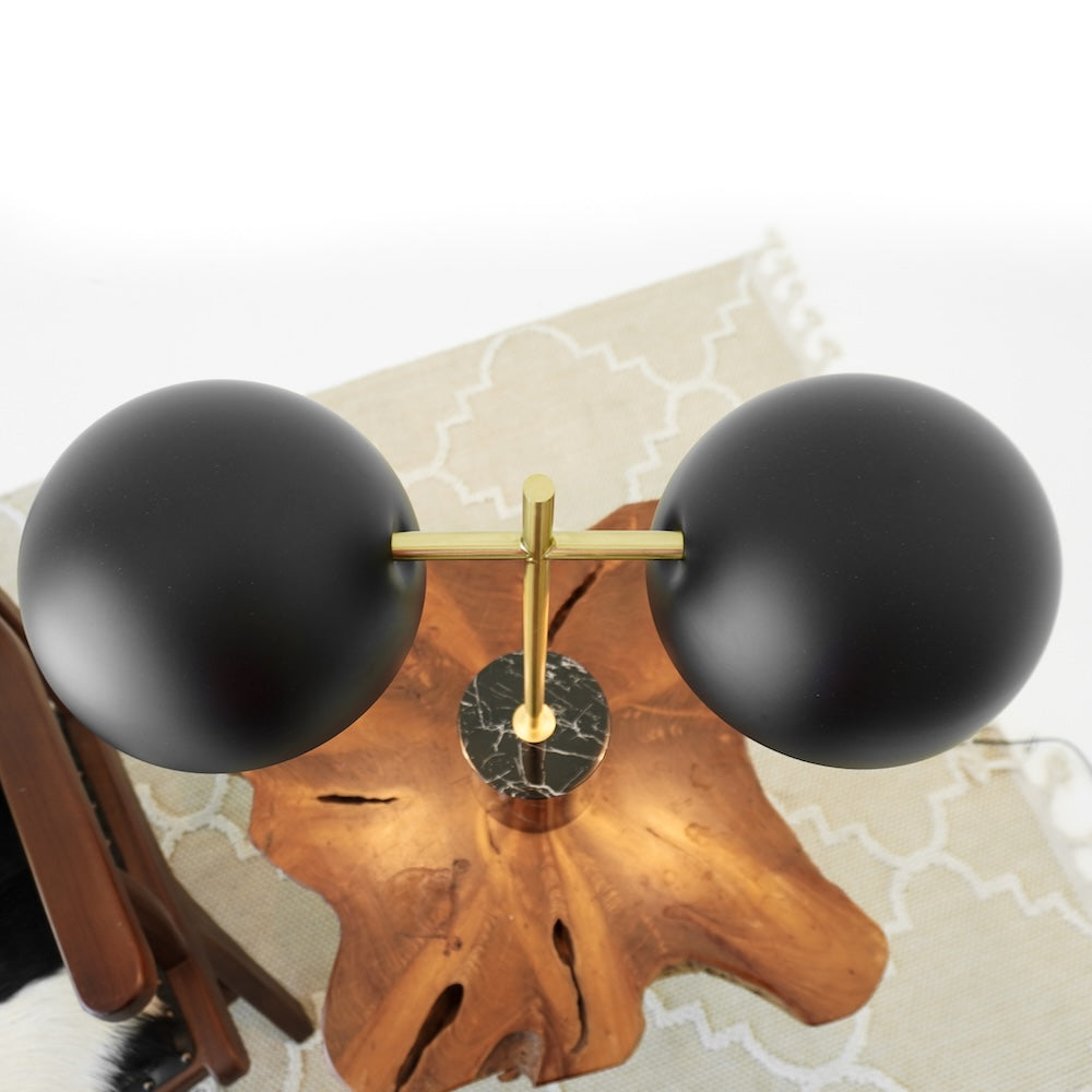 Nova Hydro Black Table Lamp with On/Off Switch Double Lamp with Faux Marble Base from Midinmod - Luna Furniture