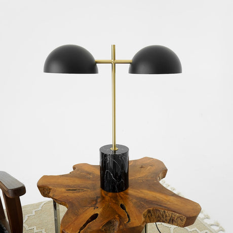 Nova Hydro Black Table Lamp with On/Off Switch Double Lamp with Faux Marble Base from Ashcroft Furniture - Luna Furniture