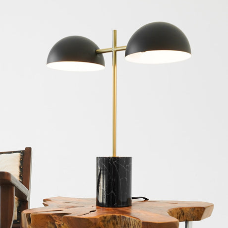 Nova Hydro Black Table Lamp with On/Off Switch Double Lamp with Faux Marble Base from Ashcroft Furniture - Luna Furniture