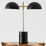 Nova Hydro Black Table Lamp with On/Off Switch Double Lamp with Faux Marble Base from Midinmod - Luna Furniture