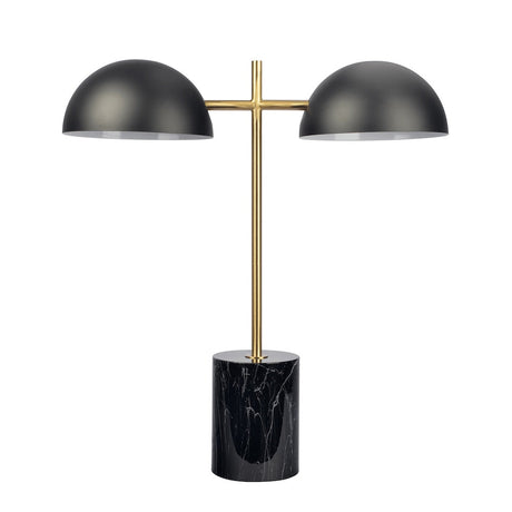 Nova Hydro Black Table Lamp with On/Off Switch Double Lamp with Faux Marble Base from Ashcroft Furniture - Luna Furniture